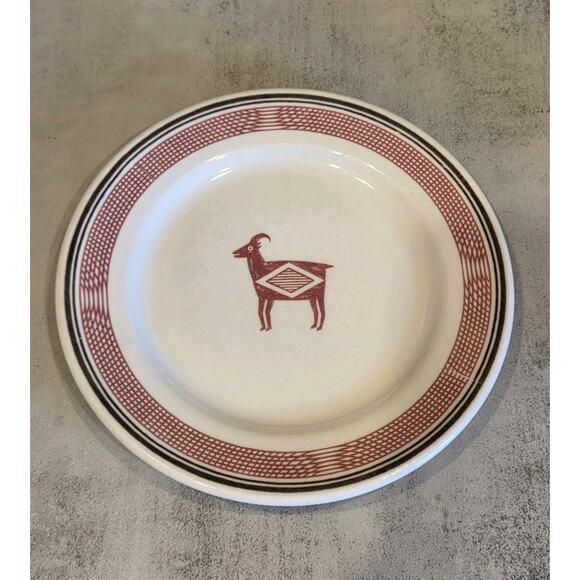 Santa Fe Railroad Mimbreno Dining Car Red Antelope Salad Plate Old Ivory Syracus - Picture 3 of 9
